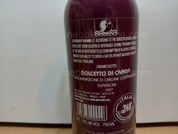 Dolcetto di Ovada Superiore Cantina Vercellino 1997 - Image 4